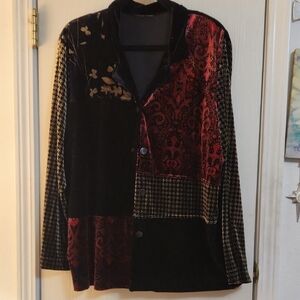 Chic Patchwork Velvet Blazer